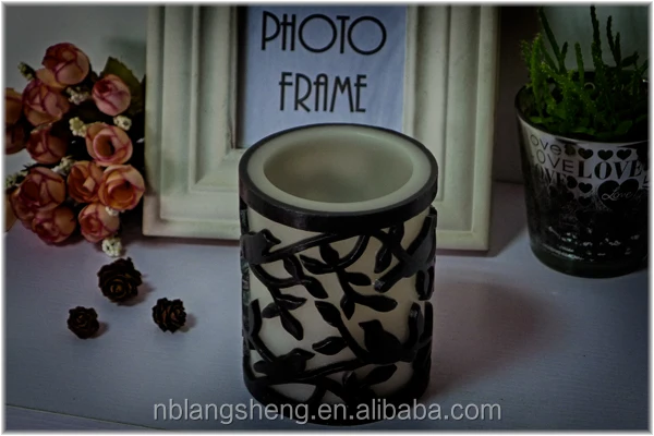 LED Flameless Candle Carved with Bird