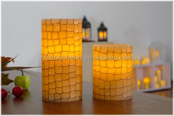LED Flameless Candle Carved with Little Cubes,3 Inch Candle,flickering Flame Candle