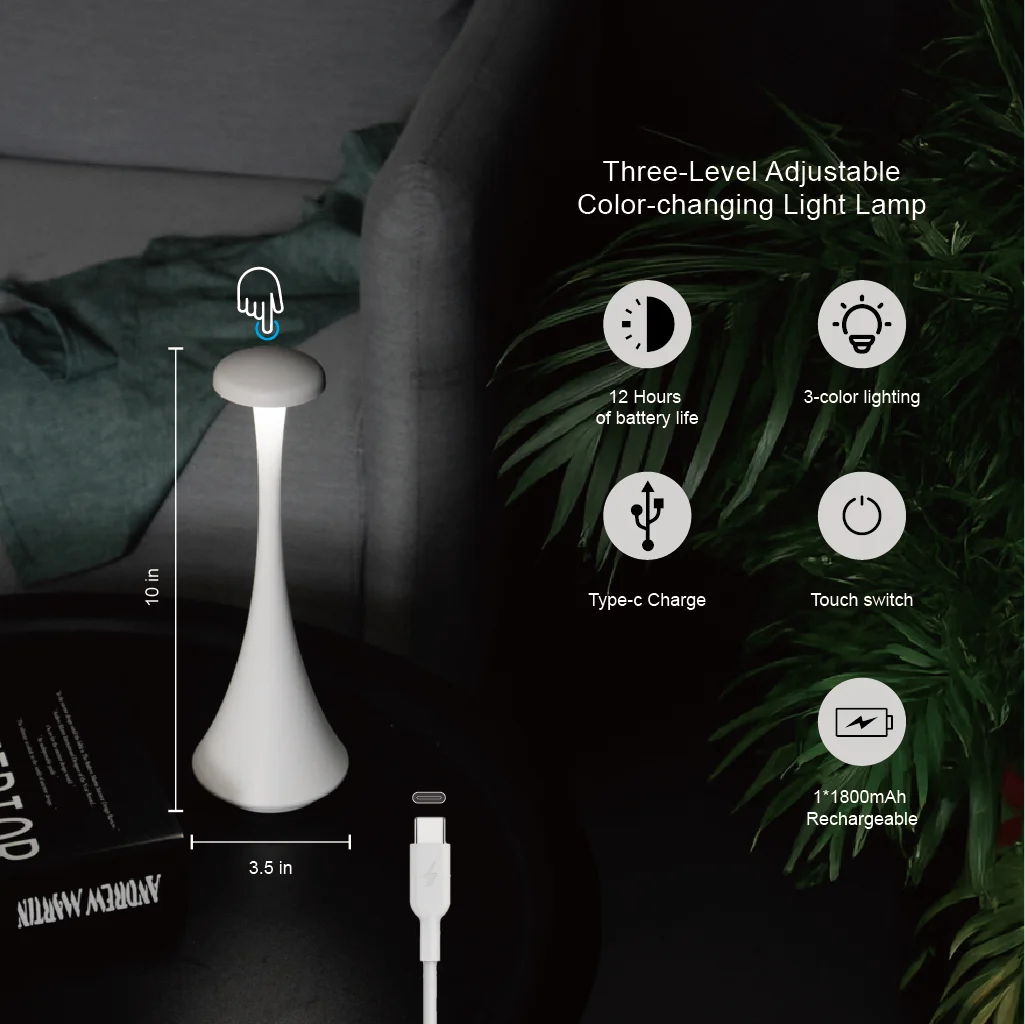 Novel Cordless Led Desk Lamp Rechargeable Touch Dimming Portable  Table Lamp
