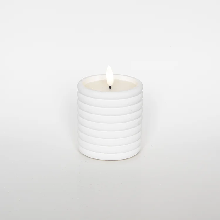 Lunar Texture Art Candle Electronic Ceramic Ring-shaped Threaded Bullet-shaped LED Candle LED Electronic Candle
