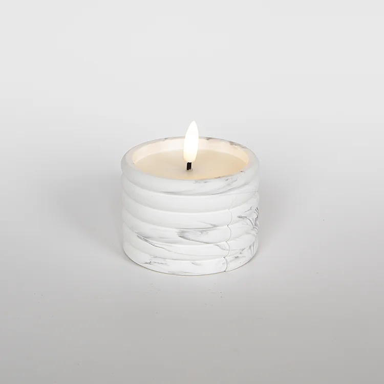 Lunar Texture Art Candle Electronic Ceramic Ring-shaped Threaded Water Transfer Bullet-shaped LED Candle