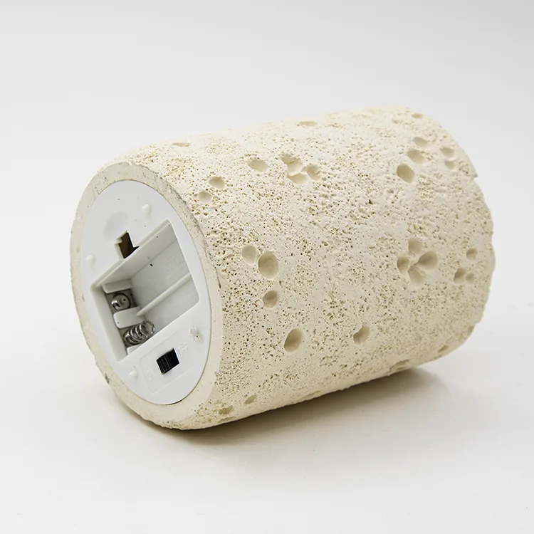 Hot Selling Cylinder Potholes Design Concrete Candle Cup Modern Style LED Candle for Home Decor