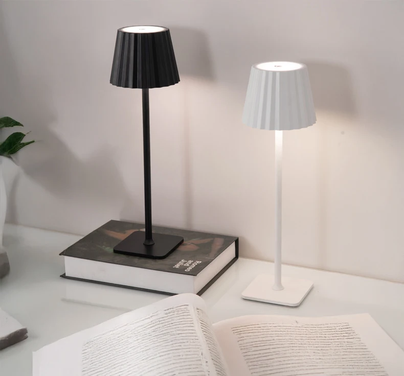 Portable LED Cordless Table Lamp Touch Dimming Night Lamp with ABS Body for Bedrooms DC Power Supply