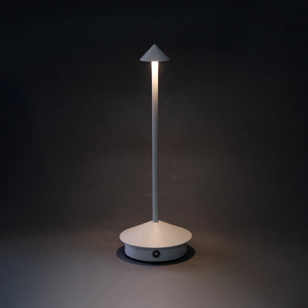 LED Night Lamp Touch Dimming Pyramid Shape Aluminum Body Cordless DC Power Supply for Home Decoration