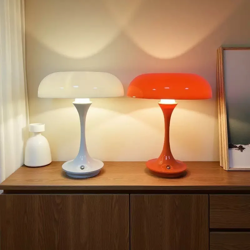 Mushroom Cordless Led Desk Lamp Rechargeable Touch Dimming Portable Table Lamp