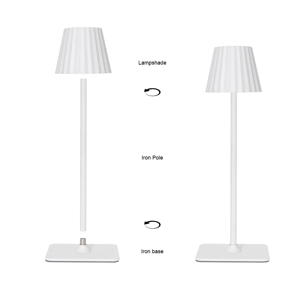 Portable LED Cordless Table Lamp Touch Dimming Night Lamp with ABS Body for Bedrooms DC Power Supply