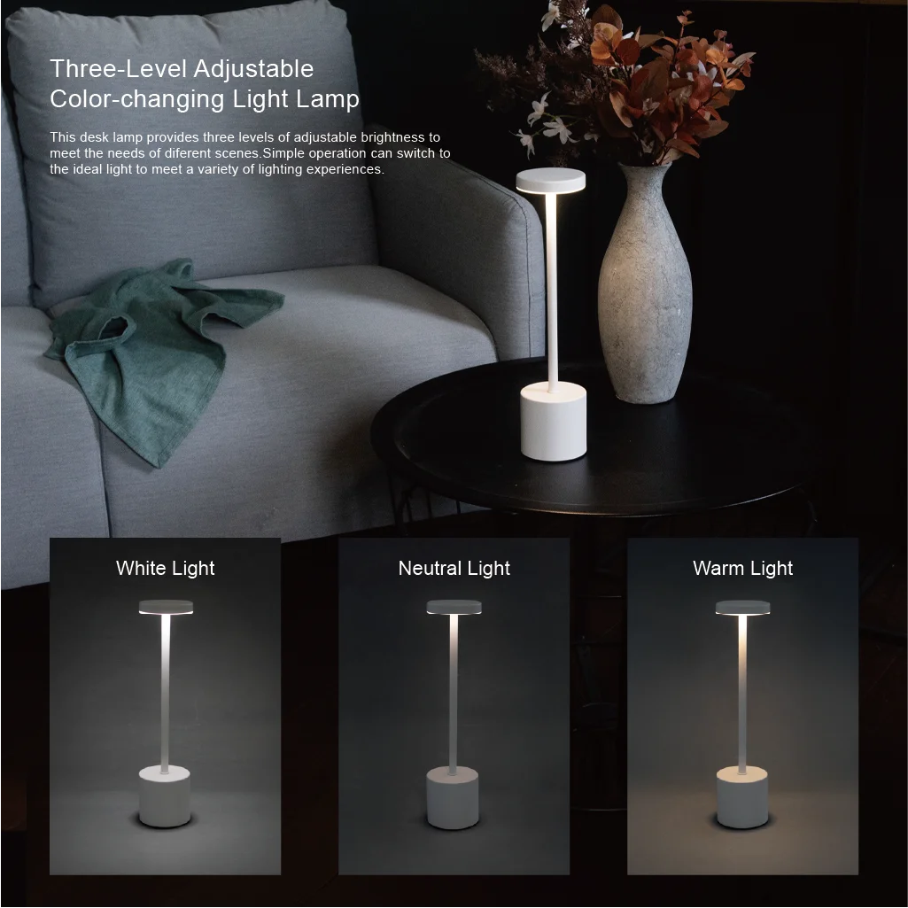 High Quality Decoration Cordless Led Desk Lamp Wireless Rechargeable Touch Dimming Portable Table Lamp
