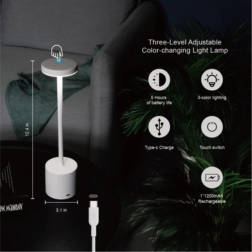 High Quality Decoration Cordless Led Desk Lamp Wireless Rechargeable Touch Dimming Portable Table Lamp