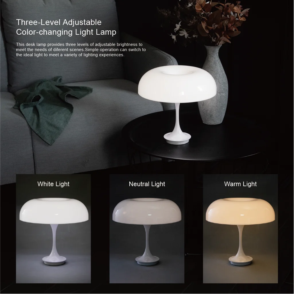 Mushroom Cordless Led Desk Lamp Rechargeable Touch Dimming Portable Table Lamp