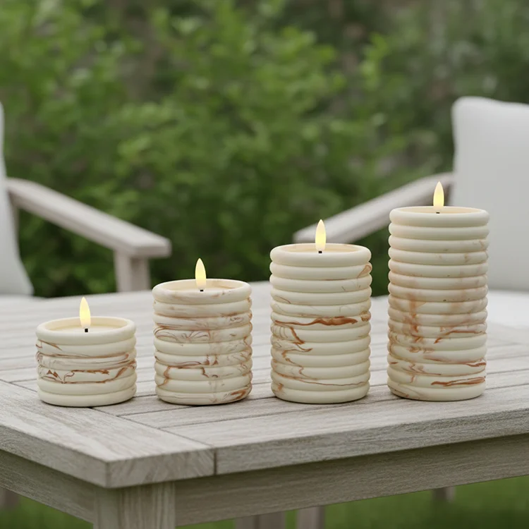 Lunar Texture Art Candle Electronic Large Cement Candles Creative Concrete Casing LED Electronic Candle