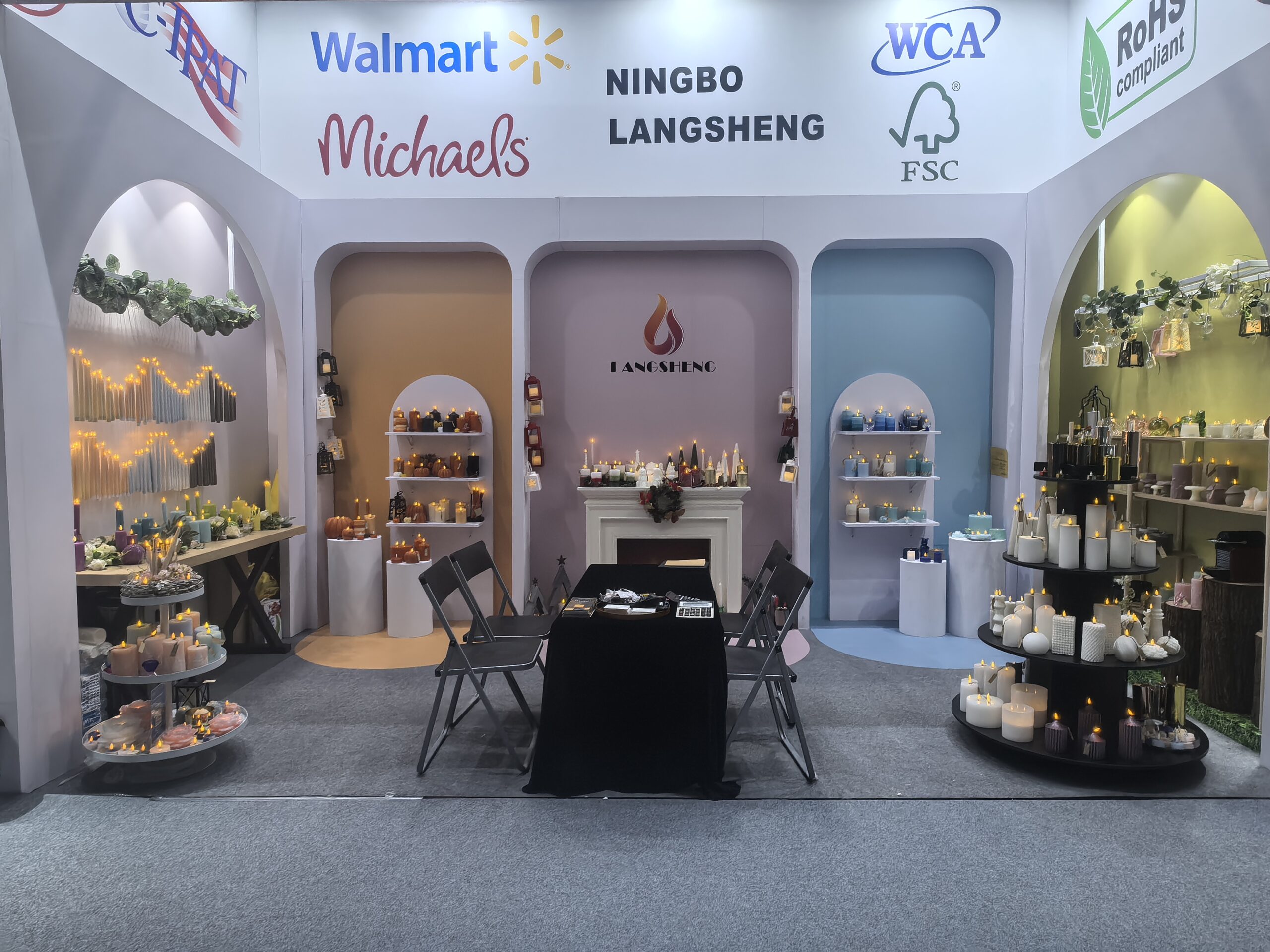 Langsheng candle booth at an international trade show
